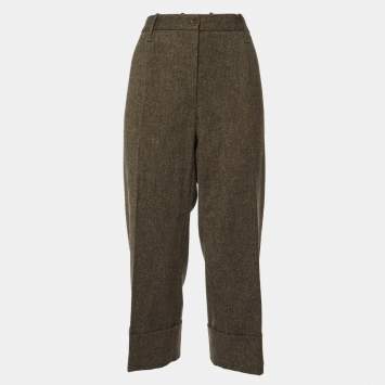 Pre Owned Dolce & Gabbana Brown Wool Straight Leg Culottes L