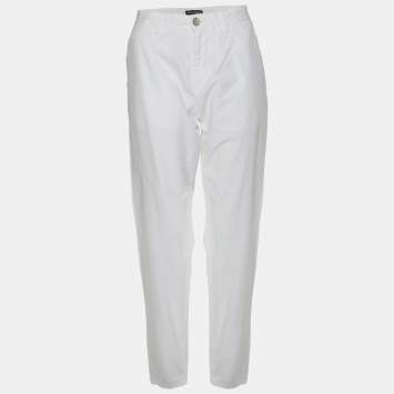 Pre Owned Dolce & Gabbana White Cotton Trouser M