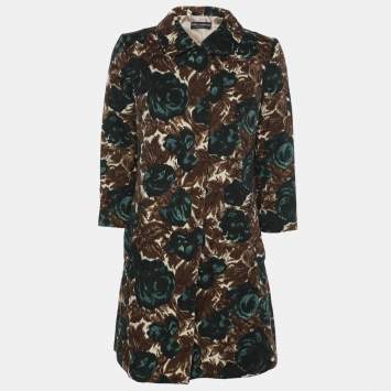 Pre Owned Dolce & Gabbana Multicolor Floral Print Cotton Trench Coat S