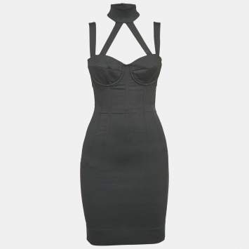 Pre Owned Dolce & Gabbana Black Crepe Halter Neck Mini Dress S