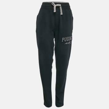 Pre Owned Dolce & Gabbana Blue Embroidered Cotton Knit Drawstring Track Pants L