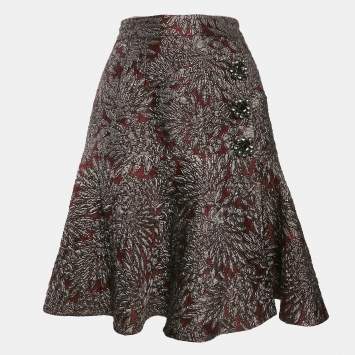 Pre Owned Dolce & Gabbana Metallic Jacquard Flared Mini Skirt M