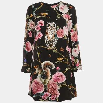Pre Owned Dolce & Gabbana Multicolor Printed Crepe Mini Dress M