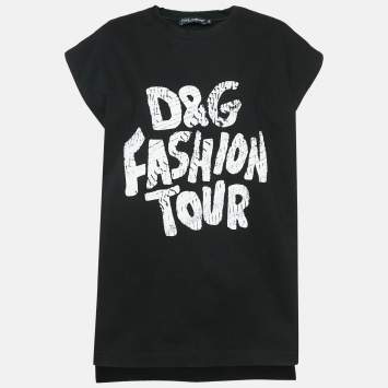 Pre Owned Dolce & Gabbana Printed Knit Side Slit Detail Oversized Top XS
