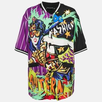 Pre Owned Dolce & Gabbana Multicolor Printed Crepe Button Front Top S