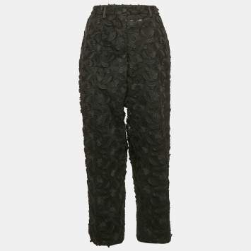 Pre Owned Dolce & Gabbana Black Applique Detail Mesh and Tulle Trousers L