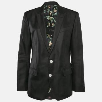 Pre Owned Dolce & Gabbana Black Silk Single Breasted Blazer L