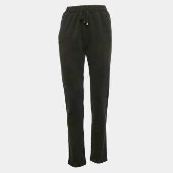 Pre Owned Dolce & Gabbana Black Cotton Knit Drawstring Sweatpants L