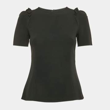 Pre Owned Dolce & Gabbana Black Crepe Ruffled Top S