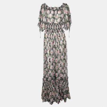 Pre Owned Dolce & Gabbana Multicolor Floral Print Silk Maxi Dress M