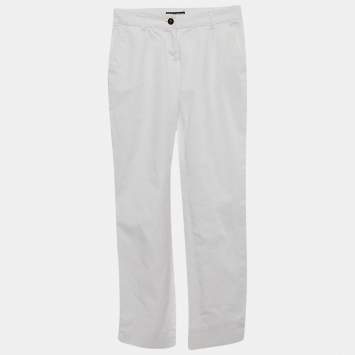 Pre Owned Dolce & Gabbana White Cotton Skinny Pants XS