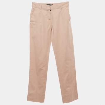 Pre Owned Dolce & Gabbana Pink Gabardine Skinny Trousers XS