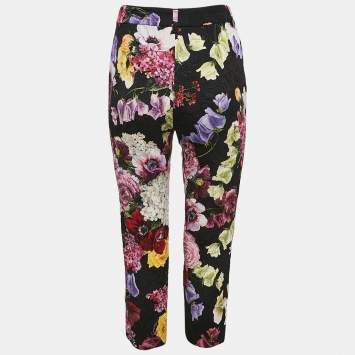 Pre Owned Dolce & Gabbana Multicolor Floral Print Jacquard Trousers S