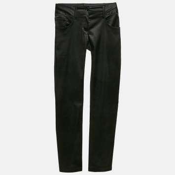 Pre Owned Dolce & Gabbana Black Satin Skinny Formal Trousers XS