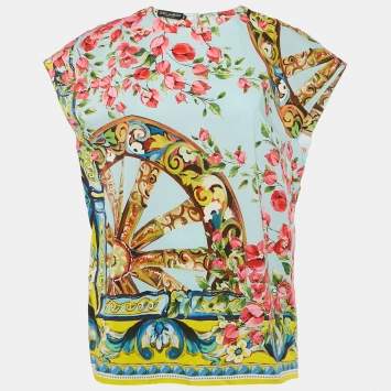 Pre Owned Dolce & Gabbana Multicolor Printed Cotton Top L
