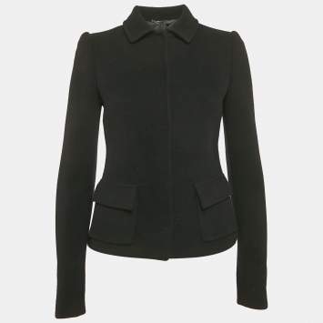 Pre Owned Dolce & Gabbana Vintage Black Felt Wool Jacket M 