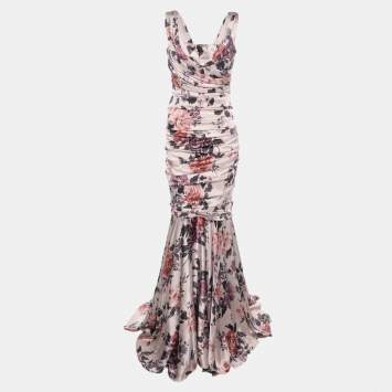 Pre Owned Dolce & Gabbana Multicolor Floral Print Silk Blend Maxi Dress S