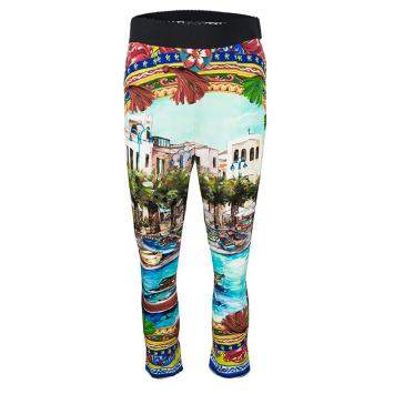 Pre Owned Dolce & Gabbana Mondello Print Elasticized Waist Silk Charmeuse Pants S