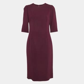 Pre Owned Dolce & Gabbana Purple Crepe Midi Dress L