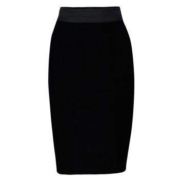 Pre Owned Dolce & Gabbana Black Wool Chunky Knit High Waist Skirt M