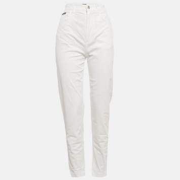Pre Owned Dolce & Gabbana White Denim High-Waist Jeans M Waist 26"