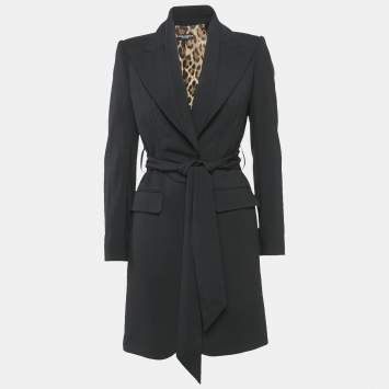 Pre Owned Dolce & Gabbana Black Wool Single Breasted Trench Coat XS