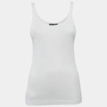 Pre Owned Dolce & Gabbana White Rib Knit Tank Top M