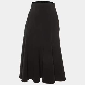 مملوكة مسبقًا Dolce & Gabbana Black Crepe Flared Midi Skirt L