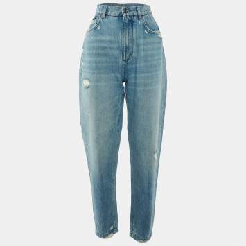 Pre Owned Dolce & Gabbana Blue Distressed Denim Jeans M Waist 27"