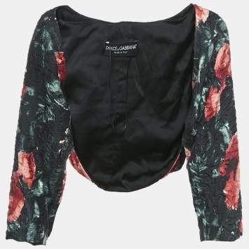 Pre Owned Dolce & Gabbana Black Floral Print Jacquard Bolero Jacket S