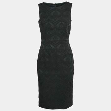 Pre Owned Dolce & Gabbana Black Jacquard Sleeveless Short Dress S