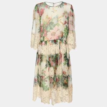 مملوكة مسبقًا Dolce & Gabbana Multicolor Slilk Blend Floral Sheath Midi Dress M