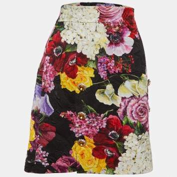 م�ملوكة مسبقًا Dolce & Gabbana Multicolor Floral Jacquard Mini Skirt M