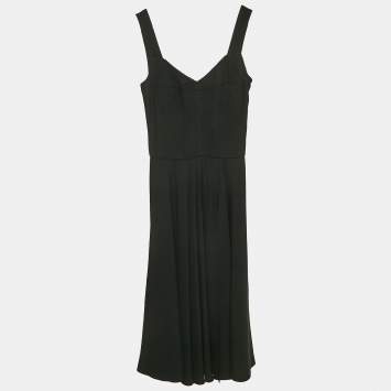 Pre Owned Dolce & Gabbana Black Sateen Bustier Midi Dress S
