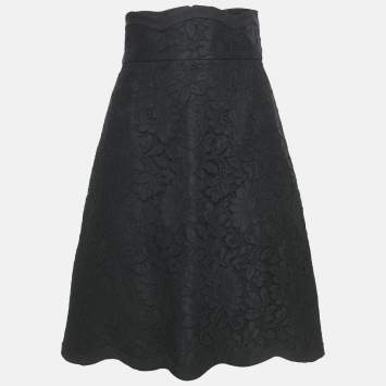 Pre Owned Dolce & Gabbana Black Lace Pencil Skirt M