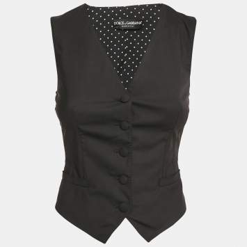 Pre Owned Dolce & Gabbana Black Wool Waist Coat XS