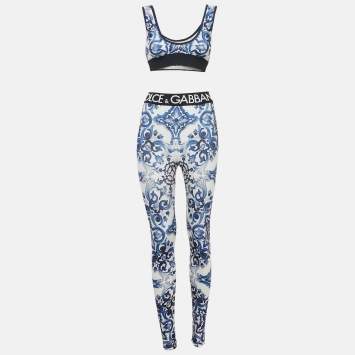 Pre Owned Dolce & Gabbana Blue Majolica Print Jersey Tracksuit S