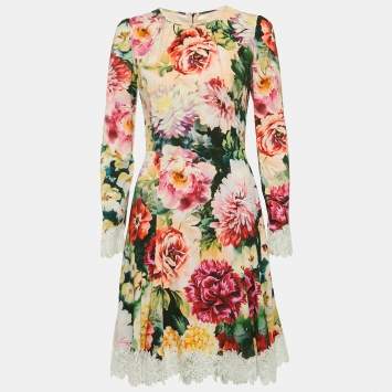 ワンピース DOLCE & GABBANA PRINTED POPLIN MINI DRESS SHORT FLORAL-PRINT POPLIN DRESS