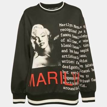 Dolce & Gabbana Black Marilyn Monroe Print Cotton Oversized Sweatshirt S