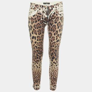 Dolce & Gabbana Brown Animal Print Denim Pop Fit Jeans M/Waist 32"