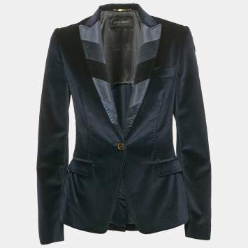 Pre Owned Dolce & Gabbana Blue Velvet Tailored Blazer S