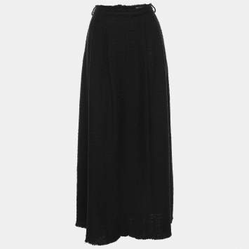 Pre Owned Dolce & Gabbana Black Tweed Maxi Skirt M
