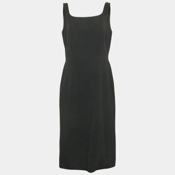 Pre Owned Dolce & Gabbana Black Crepe Sleeveless Midi Dress XL