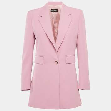 Pre Owned Dolce & Gabbana Pink Gabardine Tailored Blazer XS