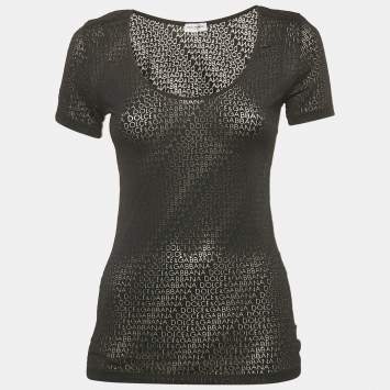 Dolce & Gabbana Underwear Black Monogram Jersey Top L