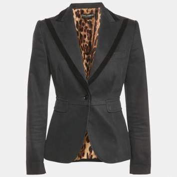 Pre Owned Dolce & Gabbana Black Cotton Single Breasted Blazer M