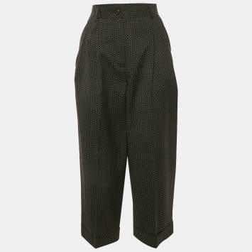 Dolce & Gabbana Black Dots Print Wool Pleated Culottes XS