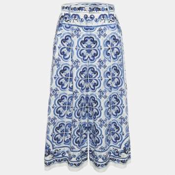 Dolce & Gabbana Blue Majolica Print Cotton CulotteS M