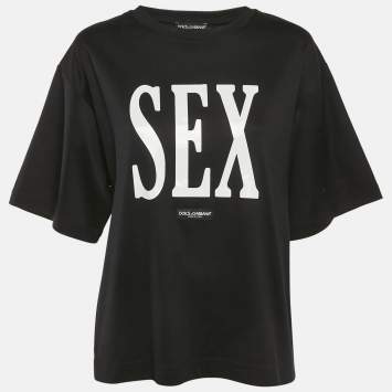 Dolce & Gabbana Black Sex Print Cotton Oversized T-Shirt S
