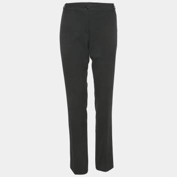 Pre Owned Dolce & Gabbana Dark Grey Wool Embellished Waist Detail Trouser M  